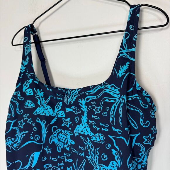 Lands End Oceanic Print Square Neck Tankini Top 12 - Picture 2 of 5
